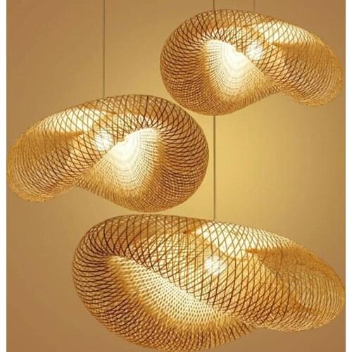 Chinese creative Handmade bamboo Chandeliers Southeast Asian living room lamps simple personality study room Bamboo Lamp