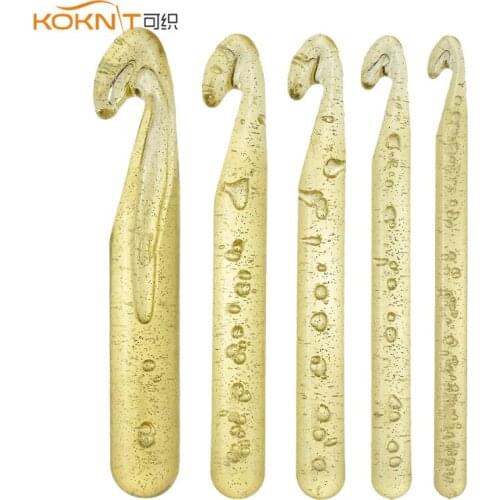 KOKNIT 5 PCS Large Size Crochet Hook Set 12mm-25mm High-end Extra-Thick Transparent Craft Knitting Needles Weave Diy Craft Loom