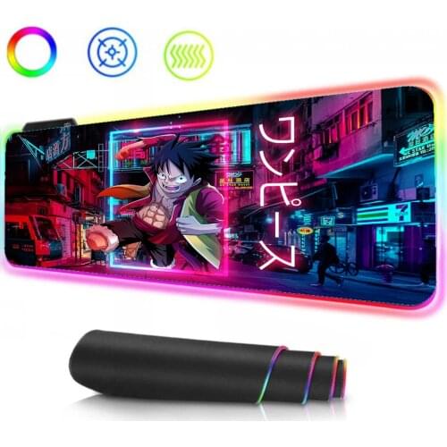 Night View Japan One Piece Anime Mousepad Rgb Gaming Accessories Backlight Pad LED Connection USD Computer Notebook PC Desk Mat