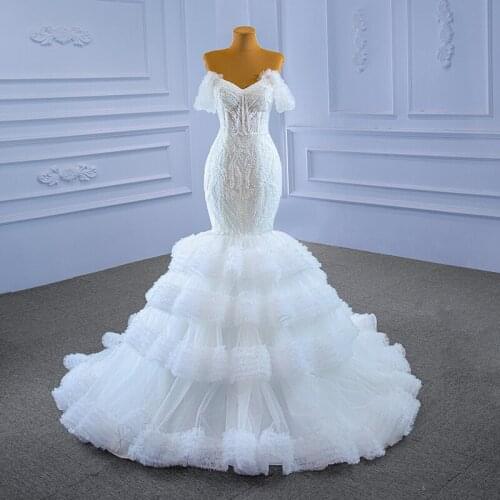 67347 Custom Made Lace Mermaid Wedding Dress Bridal Gown Fashion Romantic Wedding Gown 2021 New Style Layers Bridal Gown