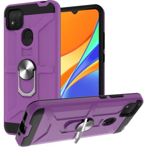 Magnetic Metal Ring Stand Holder Armor Shockproof Case For Xiaomi Redmi 9C Soft TPU Bumper Hard PC Protective Back Cover Fundas