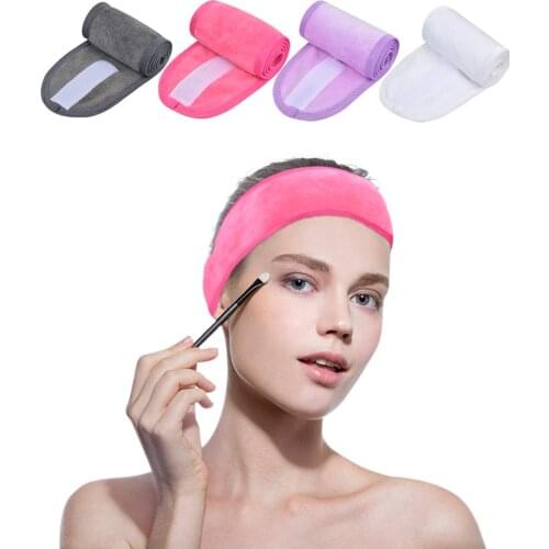 Spa Headband for Women 1Counts Adjustable Makeup Hair Band with Magic Tape,Head Wrap for Face Care, Makeup and Sports