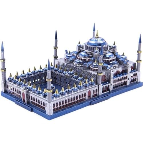 Microworld 3D metal puzzle Blue mosque building Model DIY Laser Cut Jigsaw Model gift For Adult Educational Toys Desktop decor