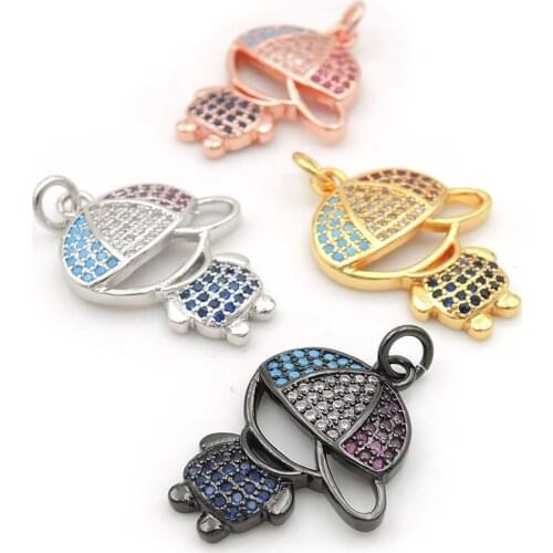 22*17*3mm Micro Pave Kallaite&Clear&Fuchsin&Blue CZ Boy Charms Fit For Men And Women Making Necklaces Jewelry