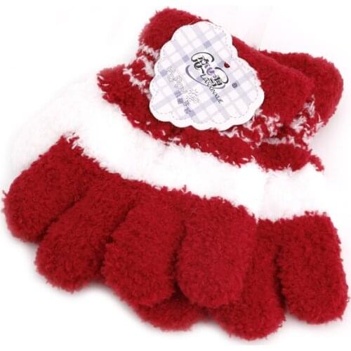 Cute Infant Baby Kid Full Finger Warm Winter Gloves Toddler Knit Rainbow Mittens R9JD