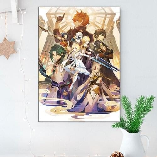 Home Decor Modular Canvas Picture Sexy Mona Genshin Impact Project Game Painting Poster Wall For Home Canvas Painting