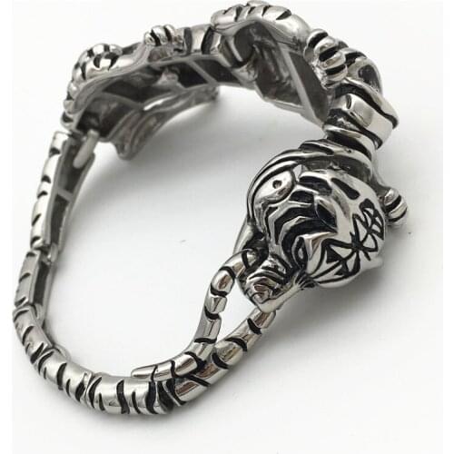 New animal tiger head 316 stainless steel men bracelets around 22cm