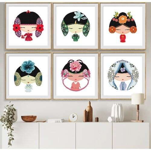 Cross stitch kits printed canvas Chinese classical culture A Dream of Red Mansions cartoon character with needlework tools