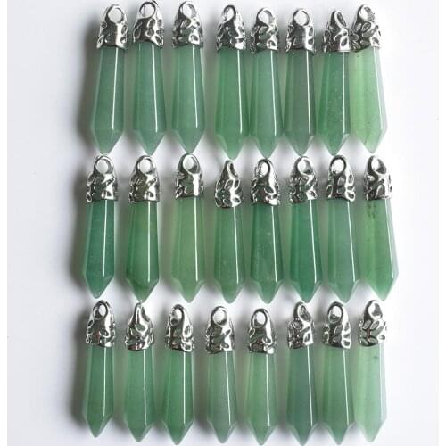 Wholesale 20pcs/lot Fashion good quality natural green aventurine pillar charm pendants 10x32mm for jewelry making free shipping