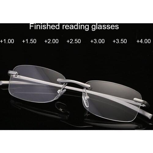 Reading Glasses Glass Rimless Readers Lightweight Reading Glasses Rectangle Mens Womens Spring Hinge Fashion +1.0 +1.5 +2.0