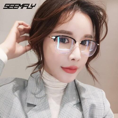 Seemfly Classic TR90 Ultralight Metal Retro Frame Anti Blue Rays Glasses Women Men Computer Gaming Radiation Protection Eyewear