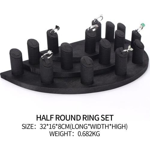 Half Round Black Brushed Ring Jewelry Display Trays Multifunction Women Earring Necklace Showcase Jewellery Organizer Stand