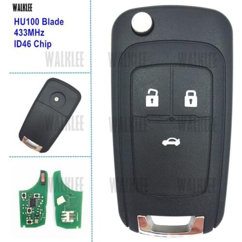 WALKLEE 3 Buttons 433MHz Remote Key Fit for Opel/Vauxhall Astra J, Corsa E, Insignia, Zafira C, Auto Door Lock Control