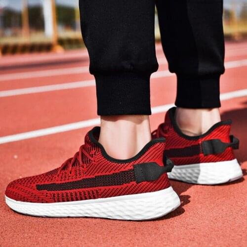 Plus Size Lightweight Mens Sports Shoes Socks Sneakers Mens Running Trainers Mens Summer Sports Shoes Red Bascket Homme D-605