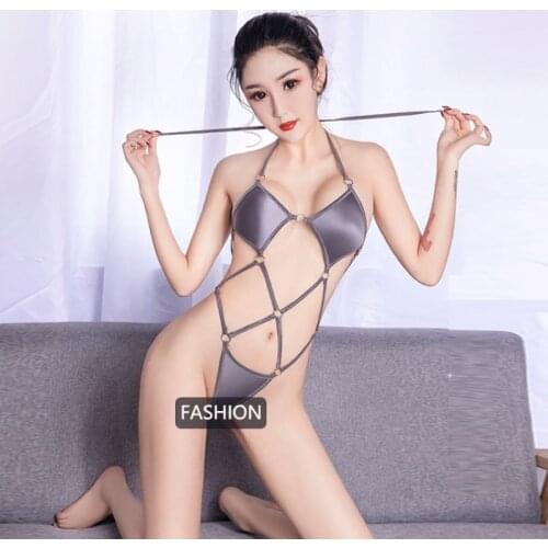 Sexy Women High Cut Bodysuit Diamond Hollow Out Bodycon Bandage Bikinis Backless Elastic Adjustable Thong Erotic Lingerie