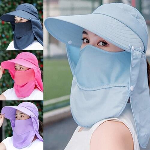 New Women Sun Hat Multi Function Anti-UV Summer Hat Lady Wide Brim Visor Cap Female Neck Protect Riding Hunting Hat Outdoor