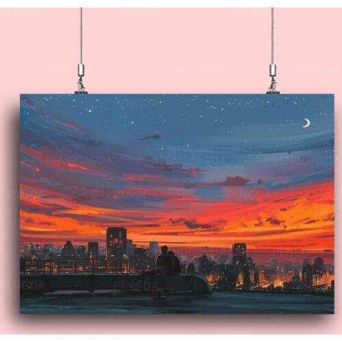 Modern Dusk Landscape Canvas Painting Wall Art HD Print Sunset Glow Poster Modular No Frame Pictures Home Decoration Living Room