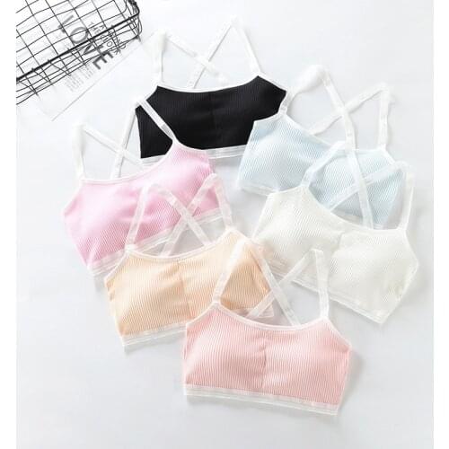 Young Girls Training Bras Kids Soft Underwear Breathable Sport Brassiere Tops Crop Puberty Clothing Underwear 8-16 Years
