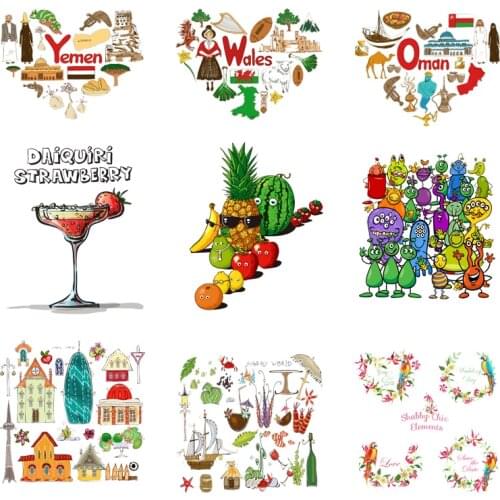 Iron-on Transfers for Clothing Patches Clorhing Stickers Stripe Dress Diy Flower Patch Vinyle Adhesive Flex Fusible Transfer A