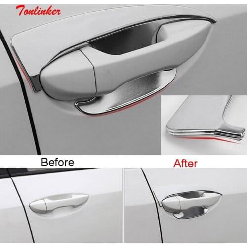 Tonlinker Exterior Car door bowl Cover Stickers For TOYOTA Corolla Altis 2014-18 Car Styling 4 PCS ABS Chrome Cover stickers