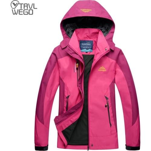 TRVLWEGO Woman Trekking Hiking Fishing Outdoor Coat Sports Single jacket Spring M-4XL Waterproof Windbreaker Travel Pink Rosy