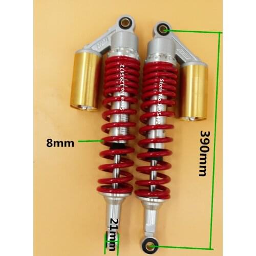 Universal 8mm spring 390mm motorcycle REAR AIR/NITROGEN CELL SHOCK ABSORBERS for Honda Yamaha suzuki kawasaki atv RED&SILVER