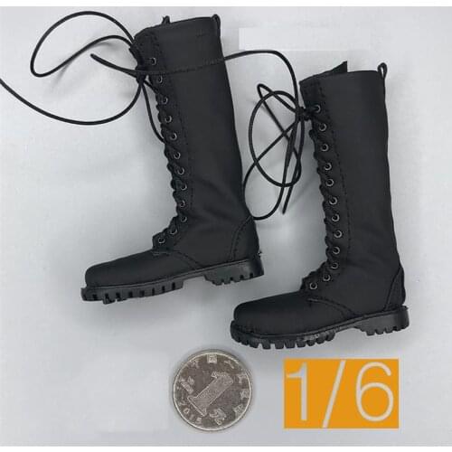 In Stock For Sale Scale 1/6th FASToys Bat Death Black Long Solid Gothic Boots Shoes For Usual 12inch Doll Soldier Collection