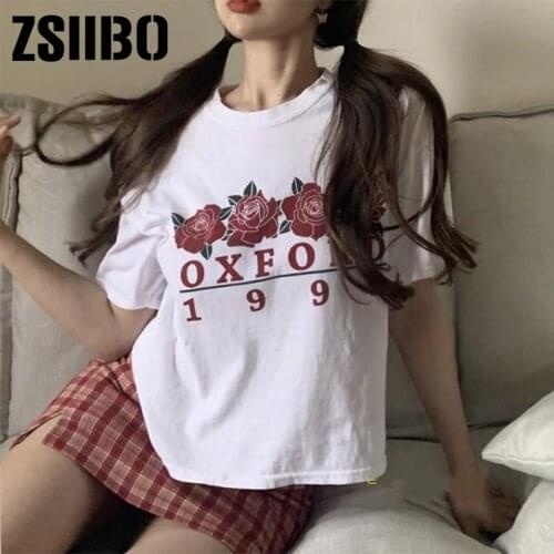 Womens t-shirts korean cotton White Oversize dropshipping Hip Hop Tops harajuku vintage aesthetic gothic graphic punk clothes