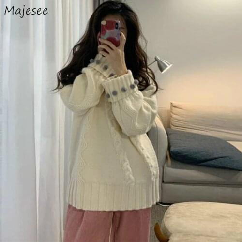 Womens Pullovers Knitting Autumn Solid O-neck Long Sleeve Casual Loose Elegant Students Korean Style Fashion Ulzzang Chic Tops
