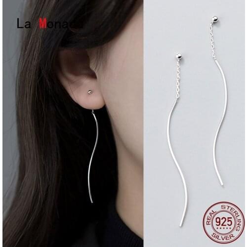 La Monada Tassel Dangle Hanging Earrings For Women Silver 925 Woman Korean Drop Earrings Minimalist Female Jewelry Tassel Wave