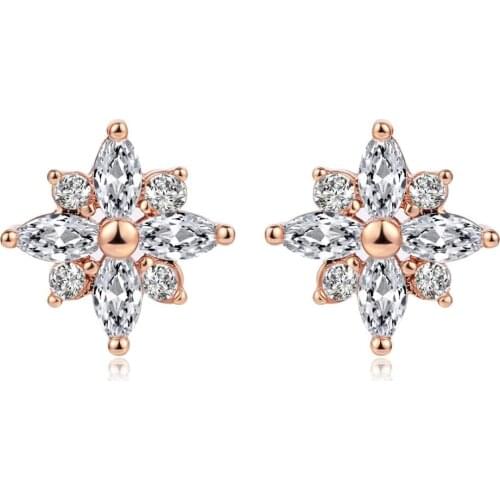 Winter Snowflake Stud Earring For Women Sliver Color Trendy AAA+CZ Crystal Fashion Jewelry E616