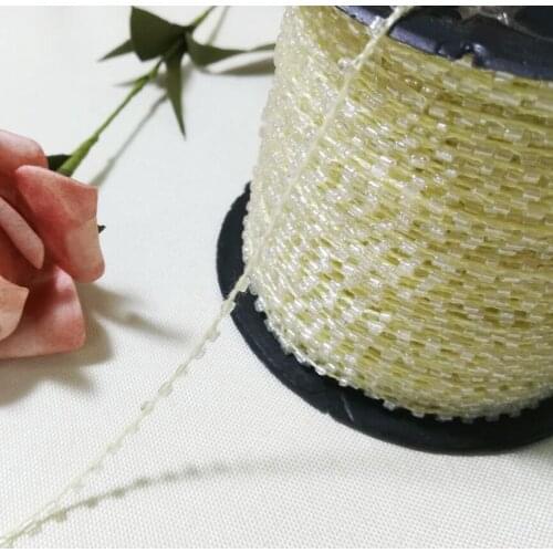 1M Lace Crystal Beads Yellow Sequin Fabric Beaded Trim Applique Collar Cord Trimmings Guipure Dress Sewing Accessories And Decor