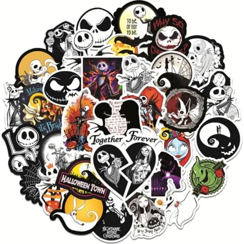 10/30/50 Scary Halloween Christmas Pumpkin Jack Cartoon Graffiti Sticker Scooter Motorcycle Trolley Sticker Decoration Wholesale