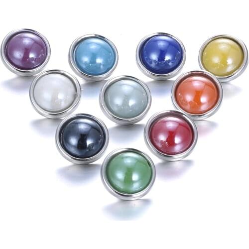 10Pcs/lot Wholesale Round Multicolor Mixed Stone Buttons 12mm Snap For Leather Bracelet &Bangle DIY Jewelry