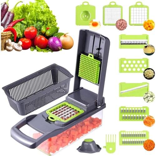 13 In 1 Multifunctional Vegetable Cutter Fruit Slicer Grater Shredders Drain Basket Slicers 8 In 1 Gadgets Kitchen Accessories