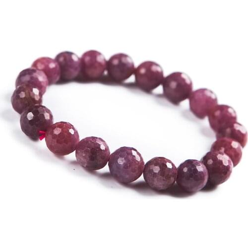 2018 Nwely Genuine Natural Red Gem Stone Faced Round Bead Stretch Crystal Lady Fashion Bracelets 10mm Popular Women Crystal