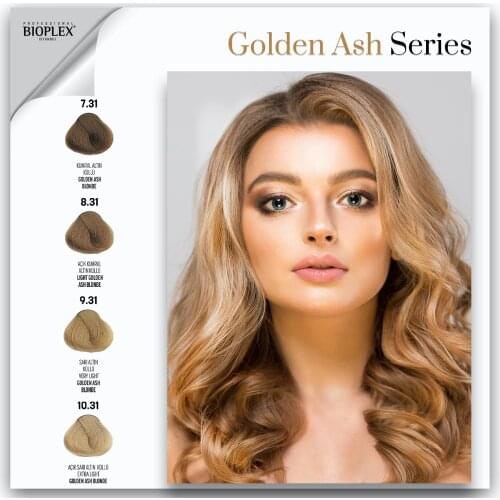 4 Packs Bioplex Glamlook Hair Dye - "Golden Ash" Series Nourishing Hair Color Cream Makeup for Home and Hairdressing Salons