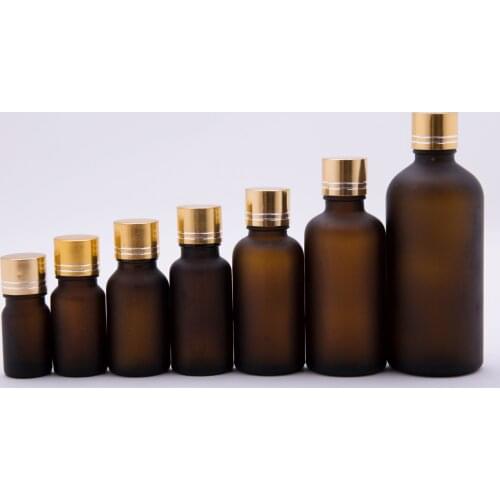 5ml 10ml 15ml 20ml 30ml 50ml 100ml Thick Amber Essential Oil Glass Bottles With Gold Cap Glass Containers