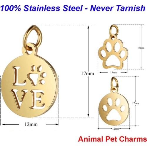5pcs/lot 316L Stainless Steel Animal Paw Charms Dog Paw 100% Steel Diy Handmade Jewelry Finding supplies Cat Paw Pendant