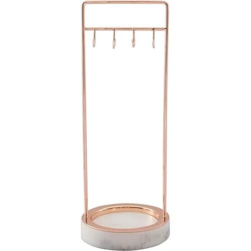 8 Hook Gold Jewellery Hanger with Marble Finish Base Ins Necklace, Ring, Earrings, Storage Rack Ornaments