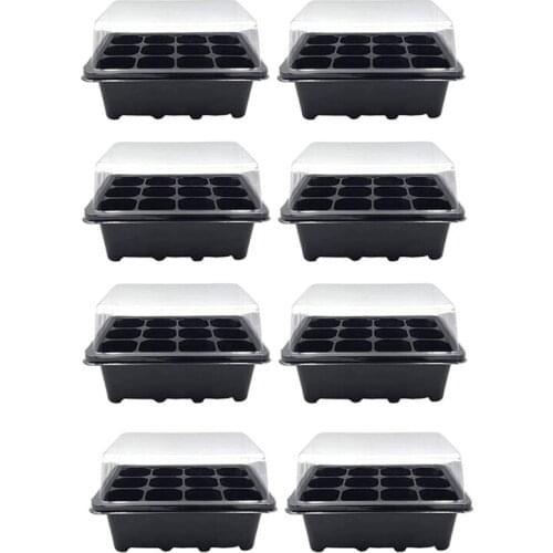 8 Pcs Seed Trays with Lids 12 Cells Seed Starter Tray Plastic Seed Propagator Tray Set Seedling Trays Sprouting Trays