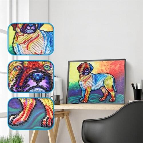 Special Shaped Diamond Painting Colorful Dog Animal 5D Partial Drill Cross Stitch Kits Crystal Rhinestone Picture Arts Craft