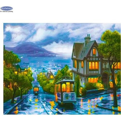 5D DIY Diamond Painting Cross Stitch Street Scenery Needlework Sets Embroidery Europe City Landscape Kits DIY Handicraft Decor