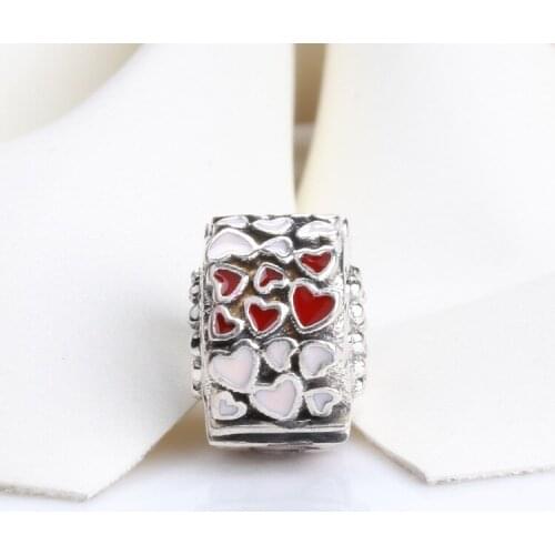 Bewill Original 925 Sterling Silver Valentine Epoxy Adhesive Love Positioning Buckle Beads Fit Original Bracelet