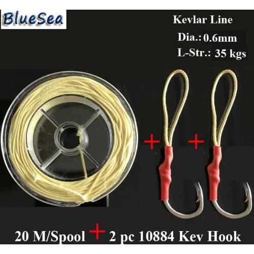 BlueSea 20M/Spool 0.6MM 35 Kgs 8 Strands Braided Assist Fish Hooks Assistant Hooks Kevlar Line Kevlar Fishing Line High Stronger