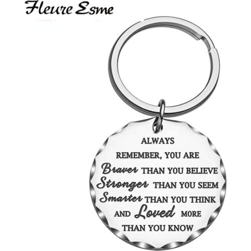 Birthday Graduation Keychain Key Ring Gift for Friends Family Students Kids Women Men Girls Remember You Are Braver Key Ring