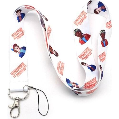 Stranger Things Eleven Cartoon Mobile Phone Lanyard Keychain ID Card Student Card Name Tag Webbing Necklace Lanyards Cosplay