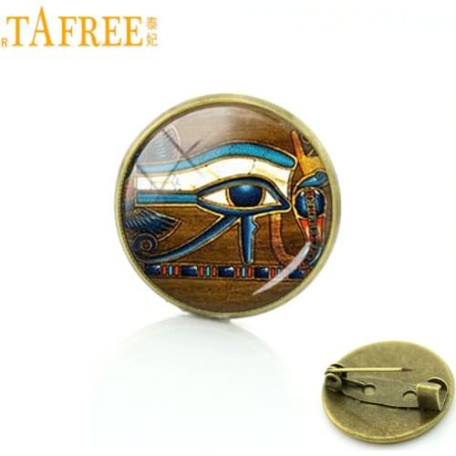 TAFREE Eye of Horus brooch jewelry Christmas gifts Glass cabochon dome pin vintage Egyptian eye Brooches pins for men women C165