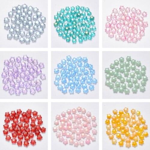 10pcs Transparent Glass Beads Spray Painted Glass Star Beads Loose Spacer Beads for Jewelry Making DIY Accessories 8x8.5x4mm