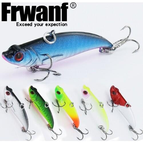 Buy fishing lures VIB 75mm 13g 6PCS Plastic hard artificial bait lure kit 0.6m-1.8m lifelike fish jigs 3D eyes with Sharp hook